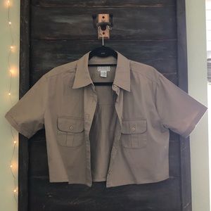 AZJC Brown Button Up Cropped